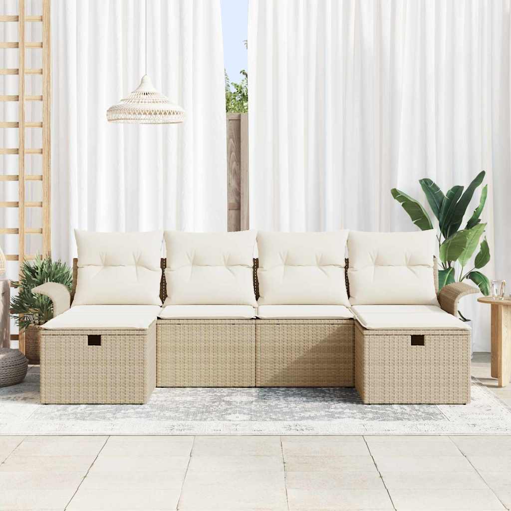 Tuin Sofa Set Met Kussen Met Opslag 6 Pcs Poly Riet