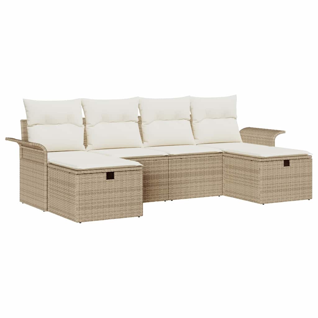 Tuin Sofa Set Met Kussen Met Opslag 6 Pcs Poly Riet