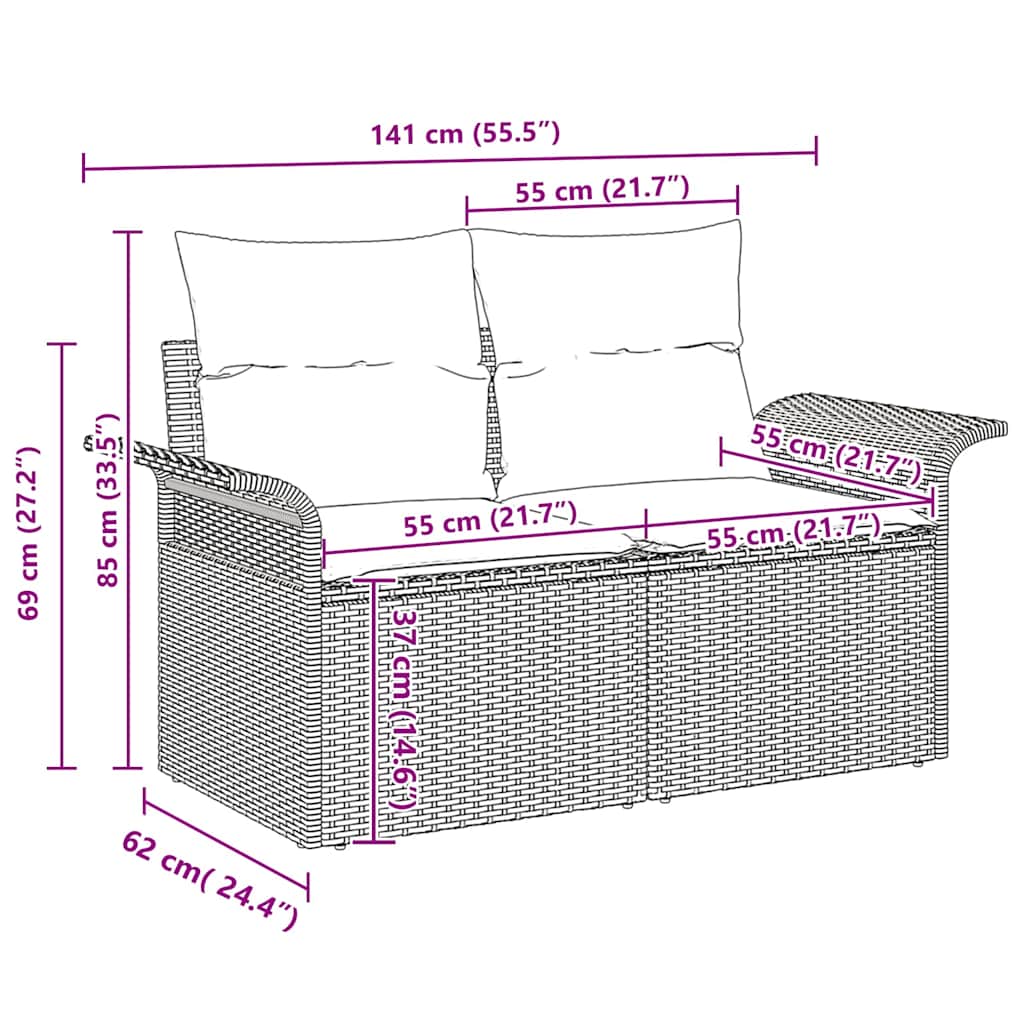 Tuin Sofa Set Met Kussen Met Opslag 6 Pcs Poly Riet
