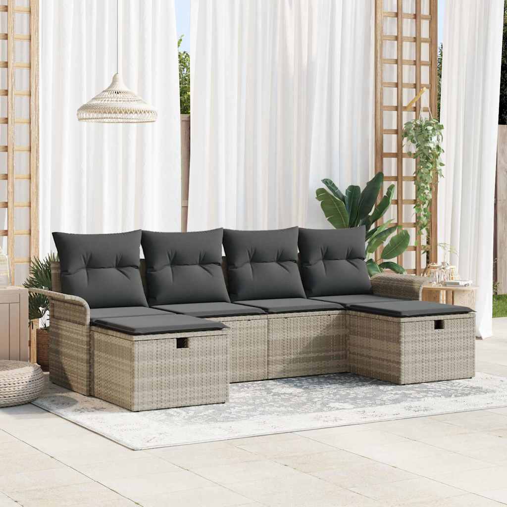 Tuin Sofa Set Met Kussen Met Opslag 6 Pcs Poly Riet