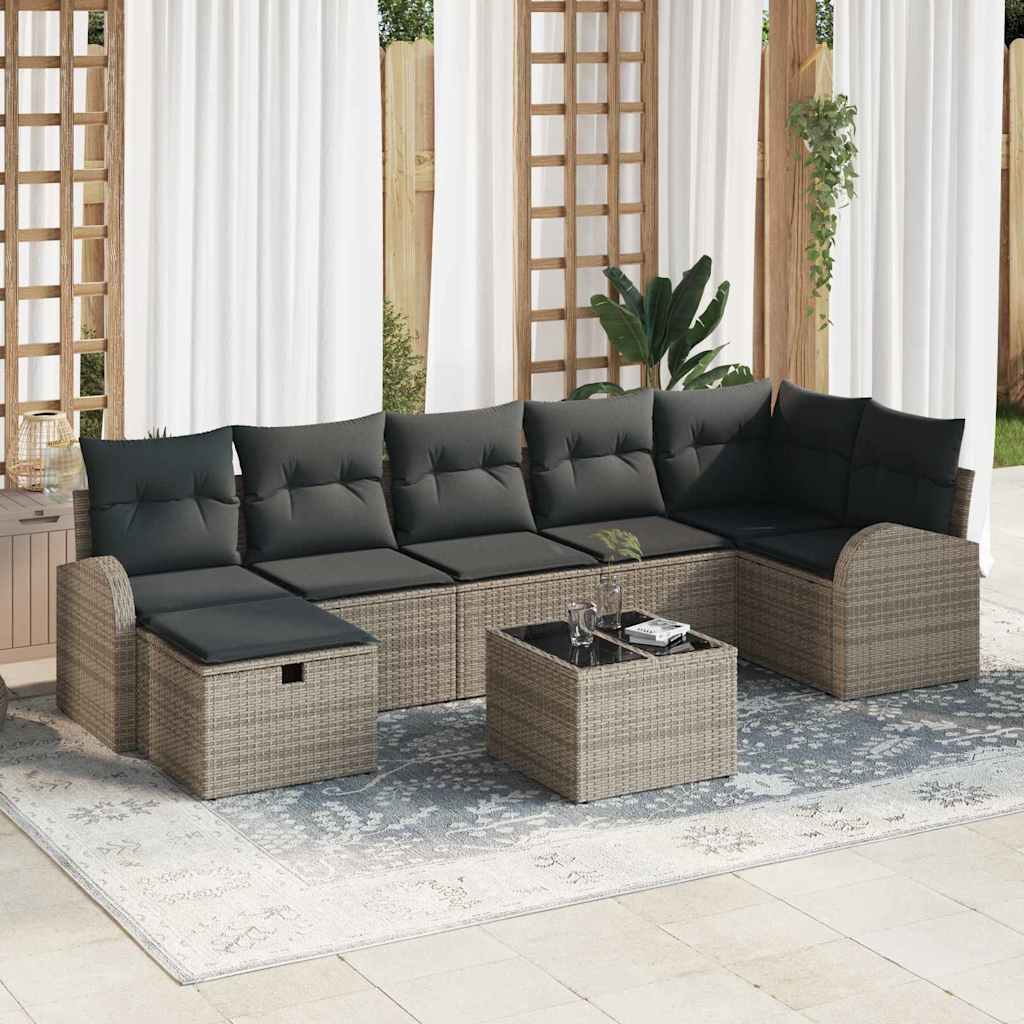 Tuin Sofa Set Met Kussen Met Opslag 8 Pcs Poly Riet