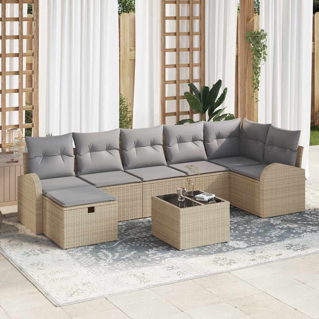 Tuin Sofa Set Met Kussen Met Opslag 8 Pcs Poly Riet