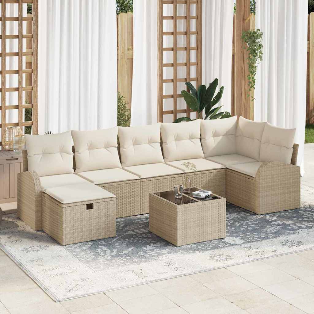 Tuin Sofa Set Met Kussen Met Opslag 8 Pcs Poly Riet