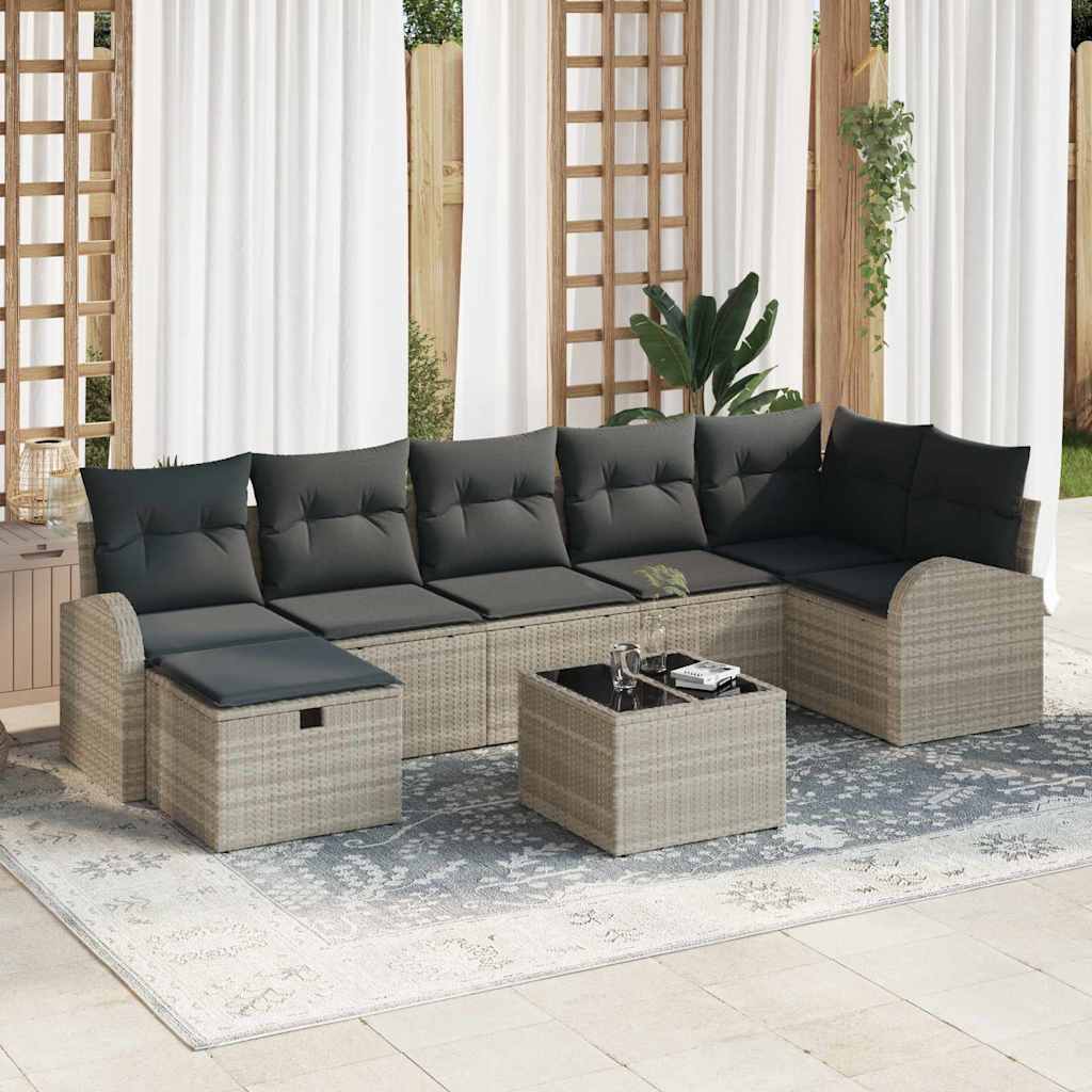 Tuin Sofa Set Met Kussen Met Opslag 8 Pcs Poly Riet