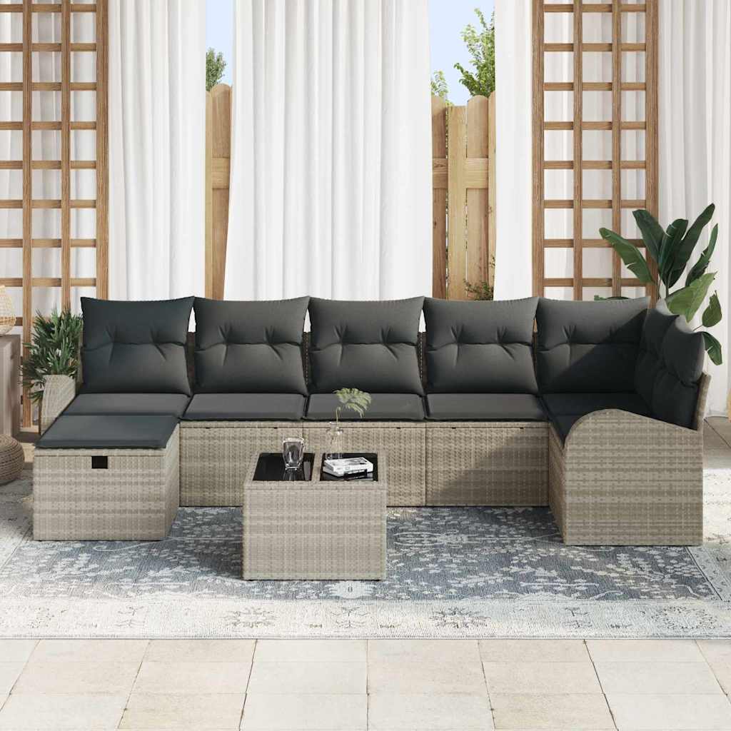 Tuin Sofa Set Met Kussen Met Opslag 8 Pcs Poly Riet