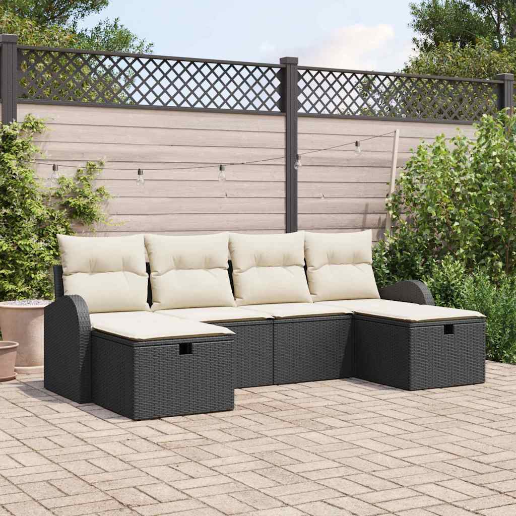 Tuin Sofa Set Met Kussen Met Opslag 6 Pcs Poly Riet