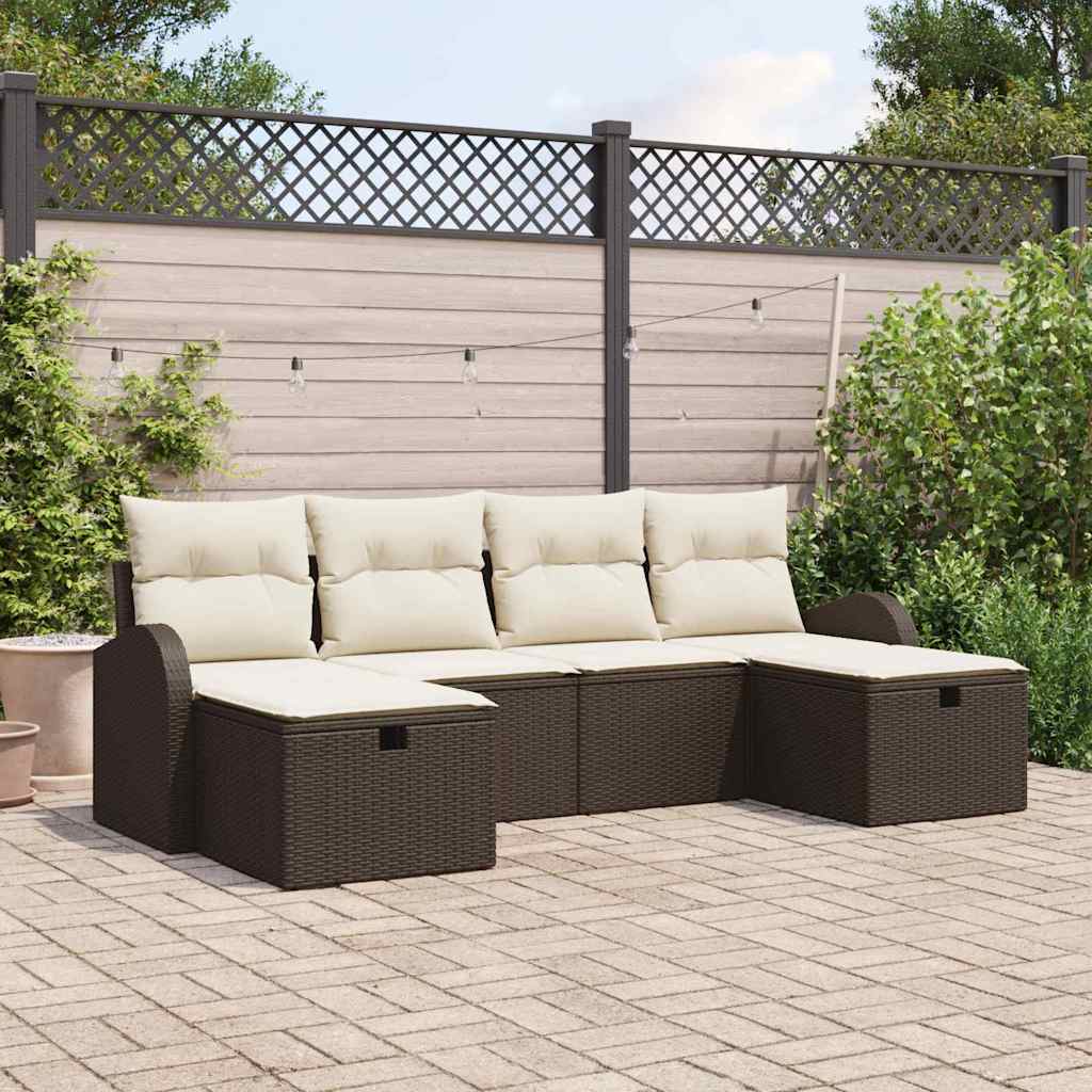 Tuin Sofa Set Met Kussen Met Opslag 6 Pcs Poly Riet