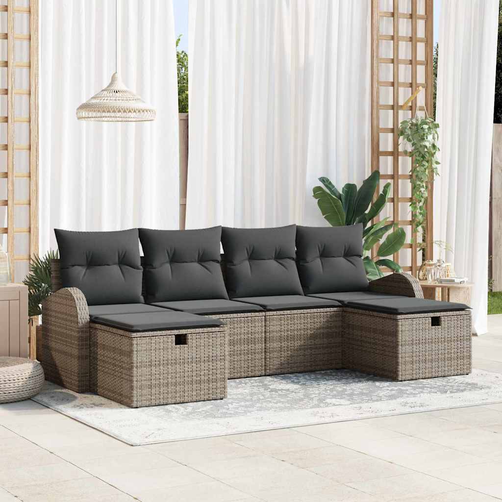 Tuin Sofa Set Met Kussen Met Opslag 6 Pcs Poly Riet