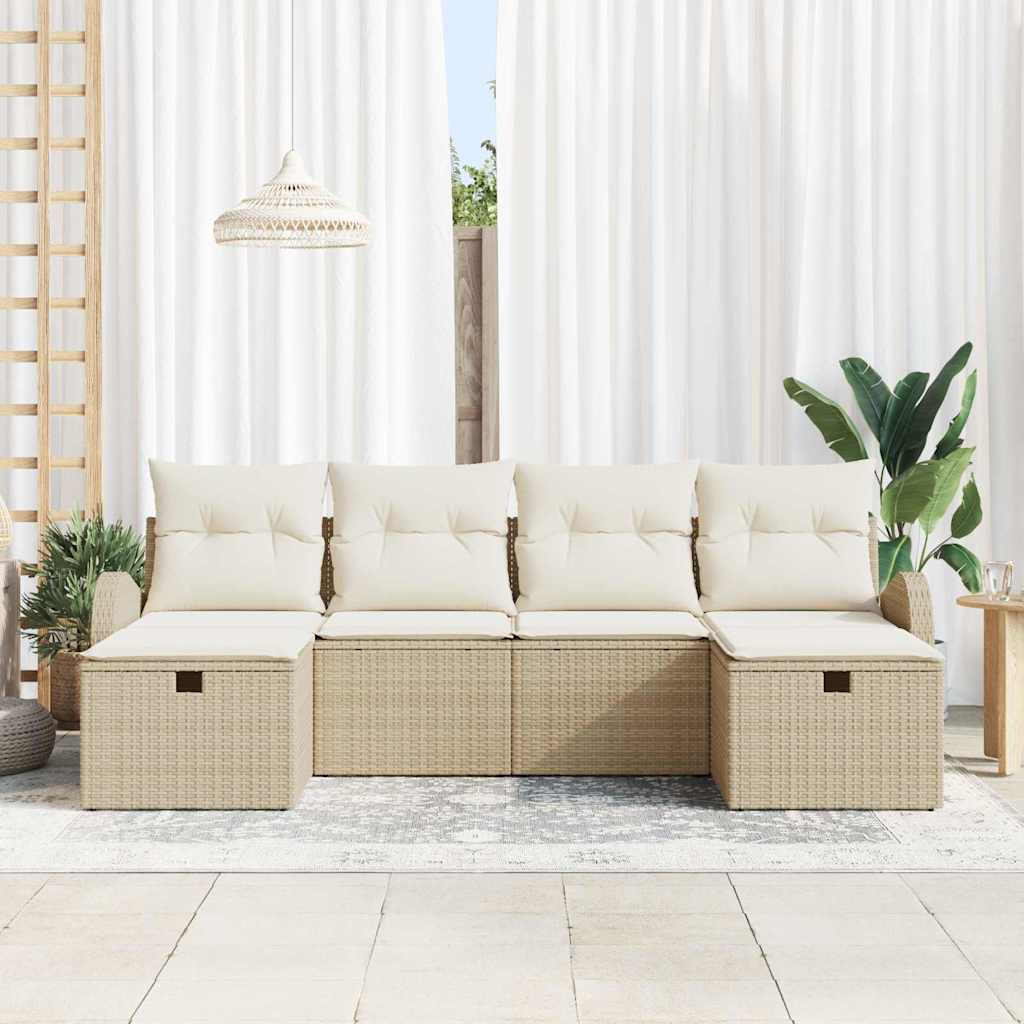 Tuin Sofa Set Met Kussen Met Opslag 6 Pcs Poly Riet