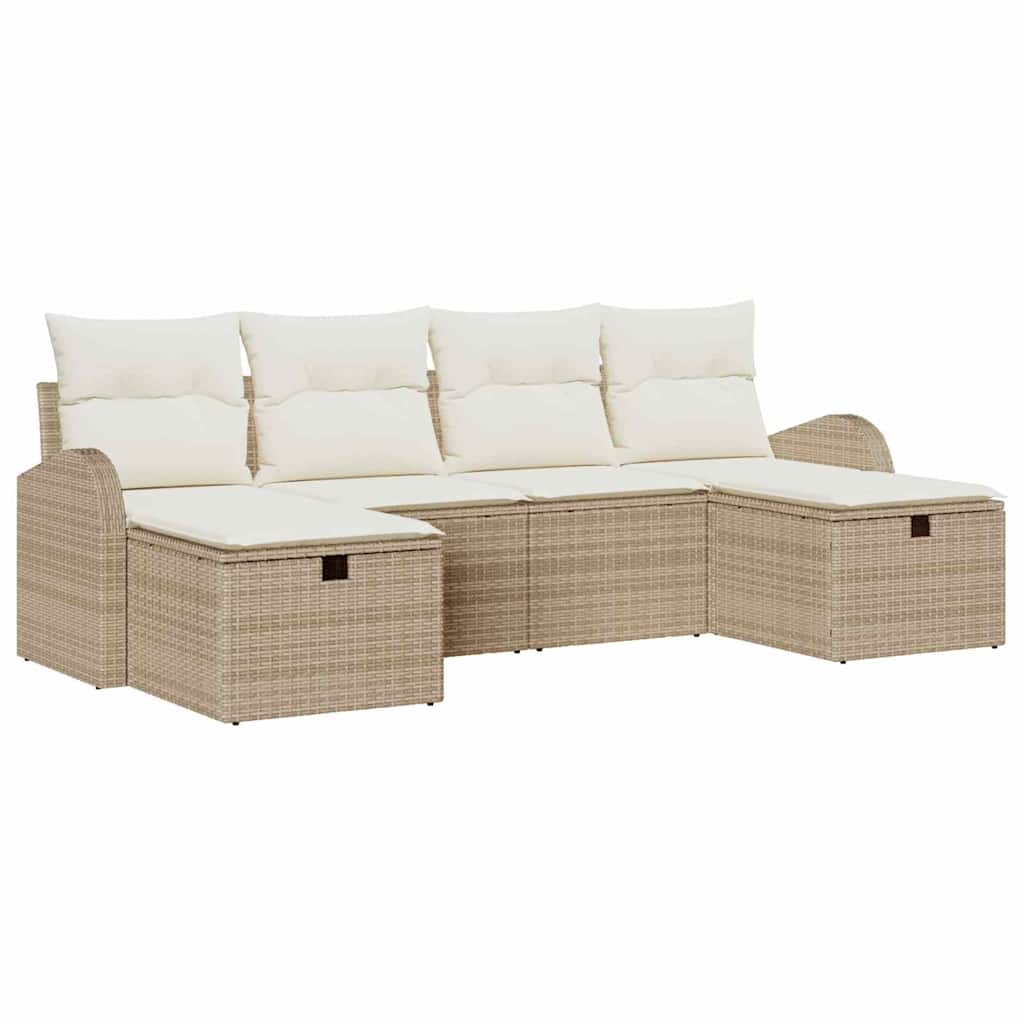 Tuin Sofa Set Met Kussen Met Opslag 6 Pcs Poly Riet