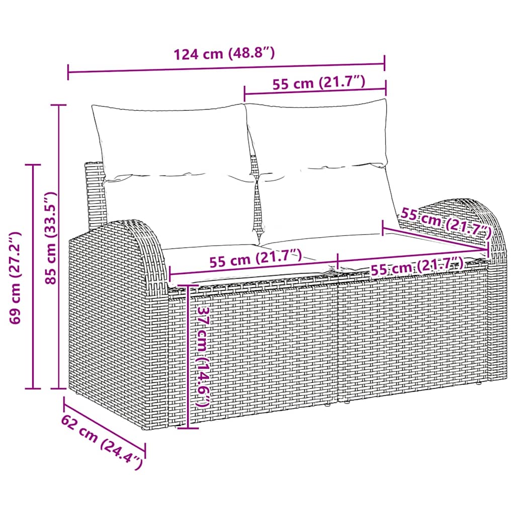Tuin Sofa Set Met Kussen Met Opslag 6 Pcs Poly Riet