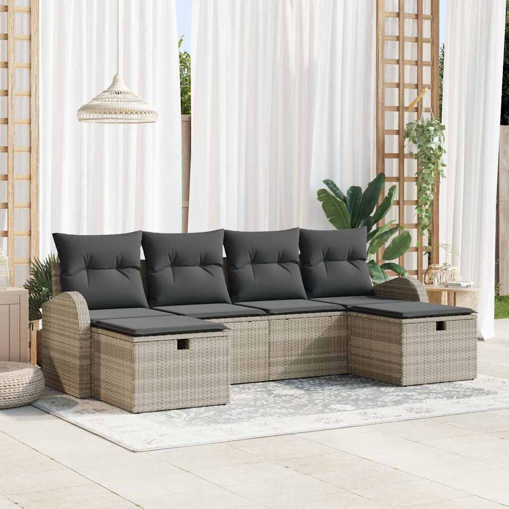 Tuin Sofa Set Met Kussen Met Opslag 6 Pcs Poly Riet