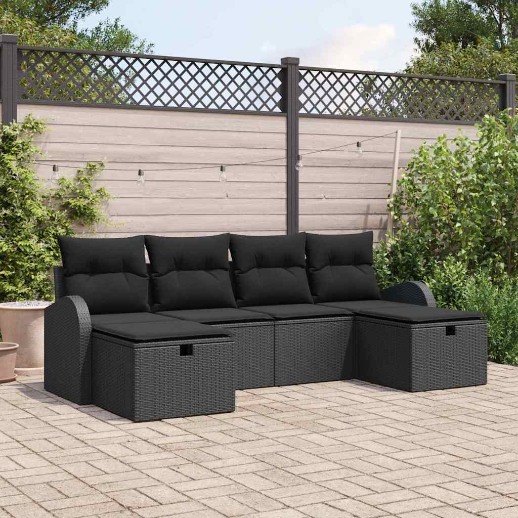 Tuin Sofa Set Met Kussen Met Opslag 6 Pcs Poly Riet