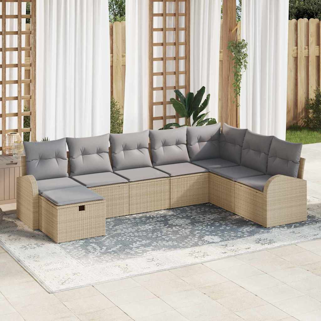Tuin Sofa Set Met Kussen Met Opslag 9 Pcs Poly Riet