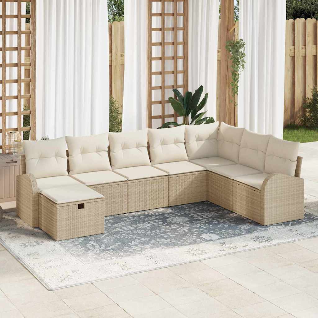 Tuin Sofa Set Met Kussen Met Opslag 9 Pcs Poly Riet