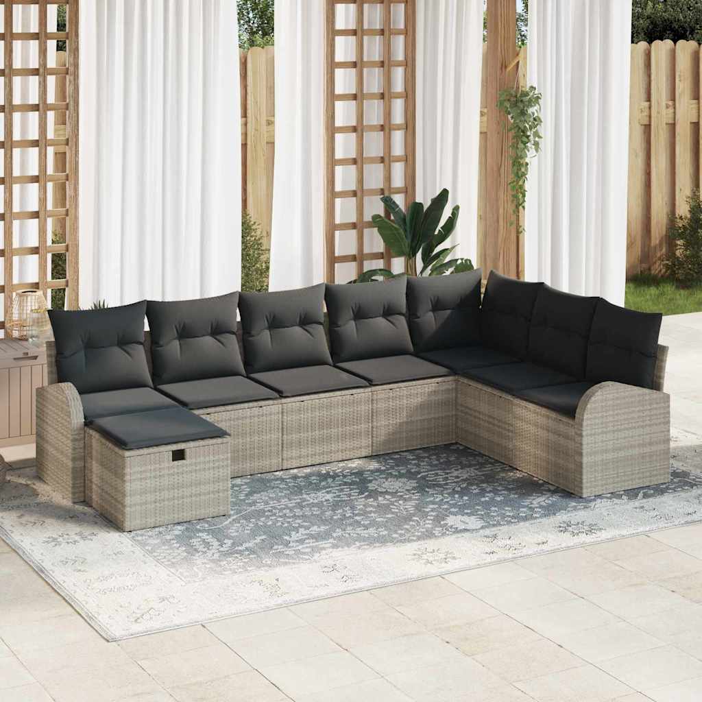 Tuin Sofa Set Met Kussen Met Opslag 9 Pcs Poly Riet