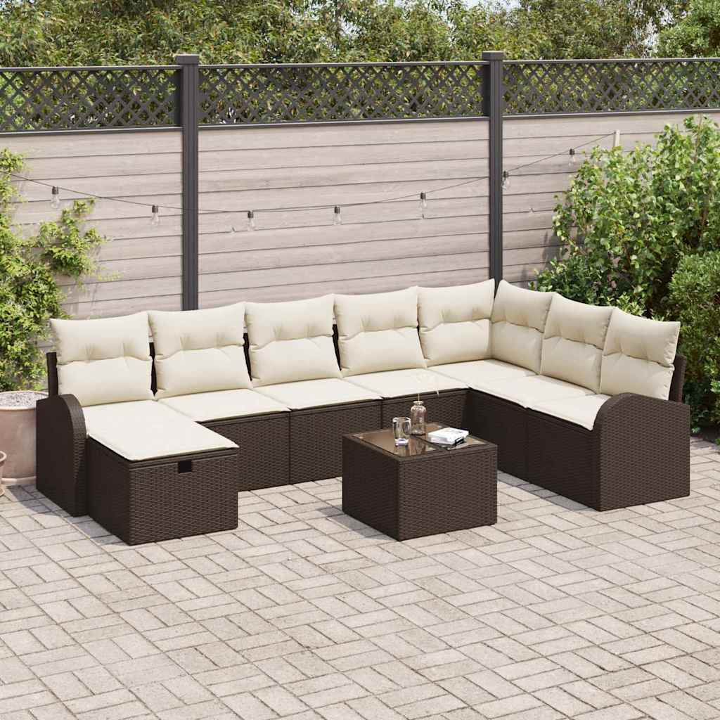 Tuin Sofa Set Met Kussen Met Opslag 9 Pcs Poly Riet