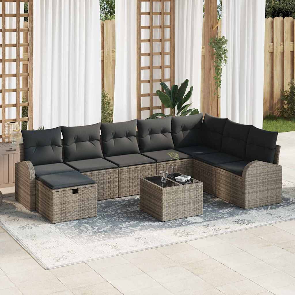 Tuin Sofa Set Met Kussen Met Opslag 9 Pcs Poly Riet