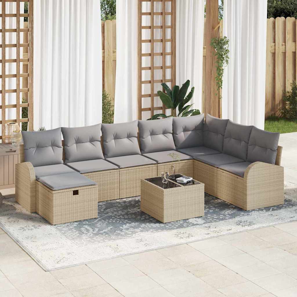 Tuin Sofa Set Met Kussen Met Opslag 9 Pcs Poly Riet