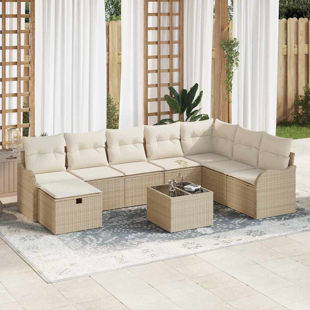 Tuin Sofa Set Met Kussen Met Opslag 9 Pcs Poly Riet