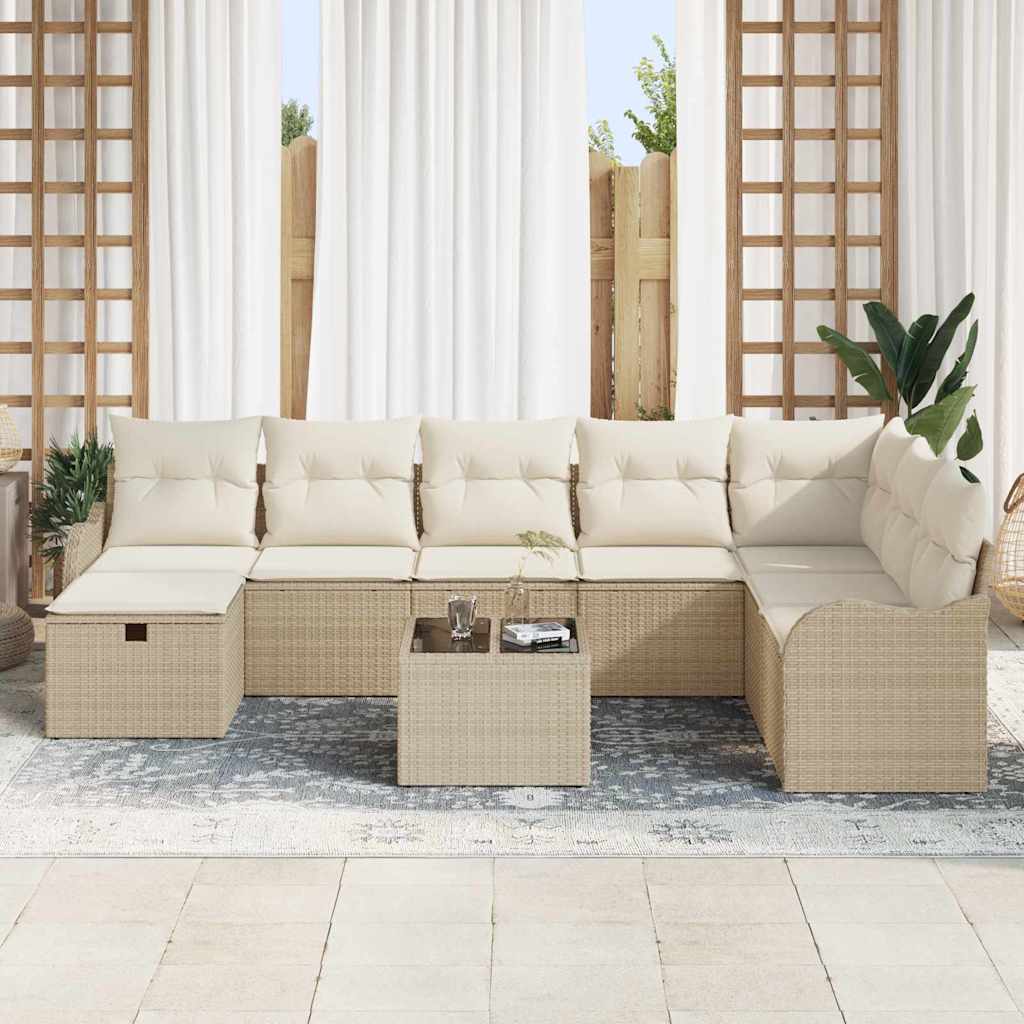 Tuin Sofa Set Met Kussen Met Opslag 9 Pcs Poly Riet