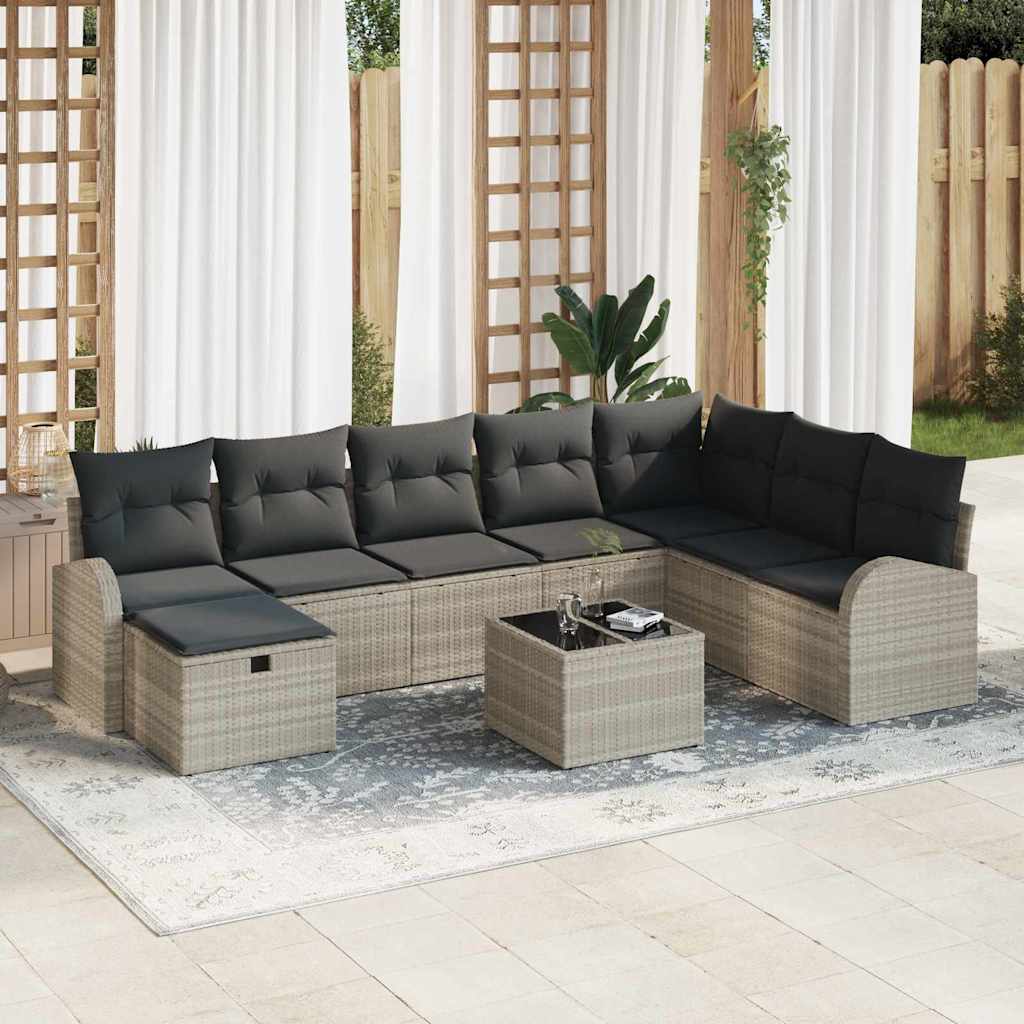 Tuin Sofa Set Met Kussen Met Opslag 9 Pcs Poly Riet