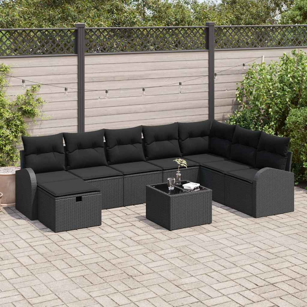 Tuin Sofa Set Met Kussen Met Opslag 9 Pcs Poly Riet