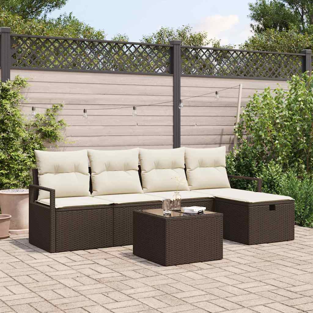 Tuin Sofa Set Met Kussen Met Opslag 6 Pcs Poly Riet