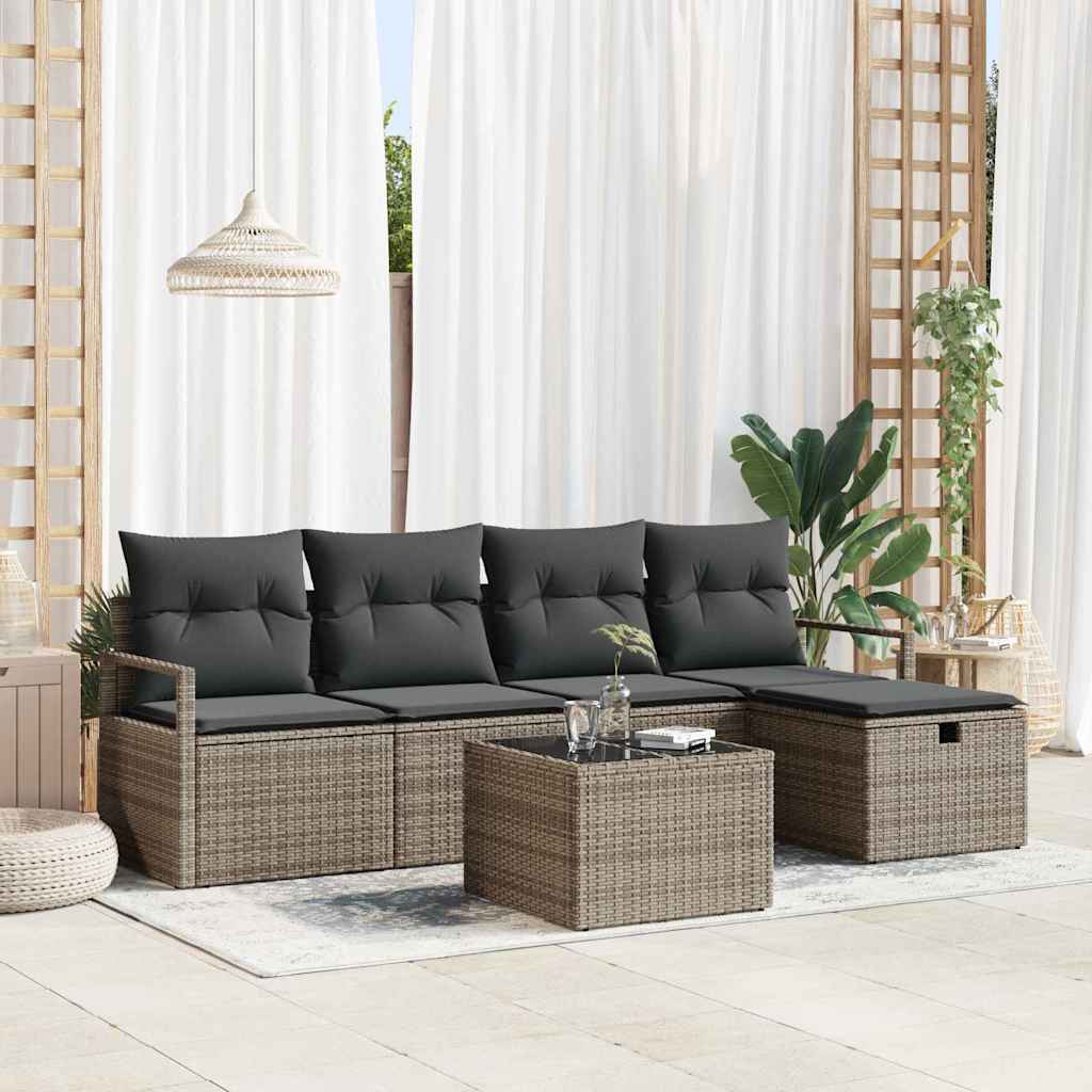 Tuin Sofa Set Met Kussen Met Opslag 6 Pcs Poly Riet