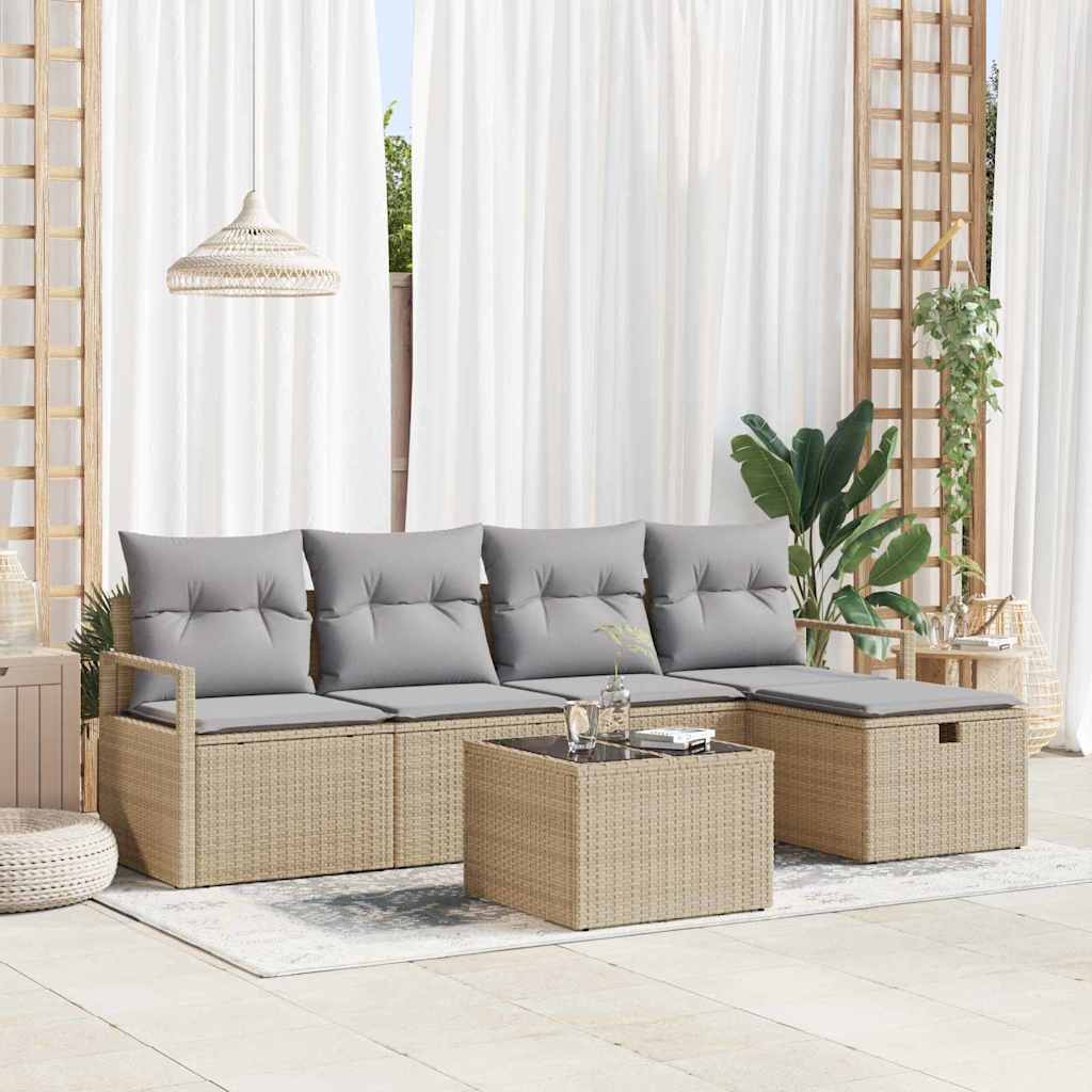 Tuin Sofa Set Met Kussen Met Opslag 6 Pcs Poly Riet