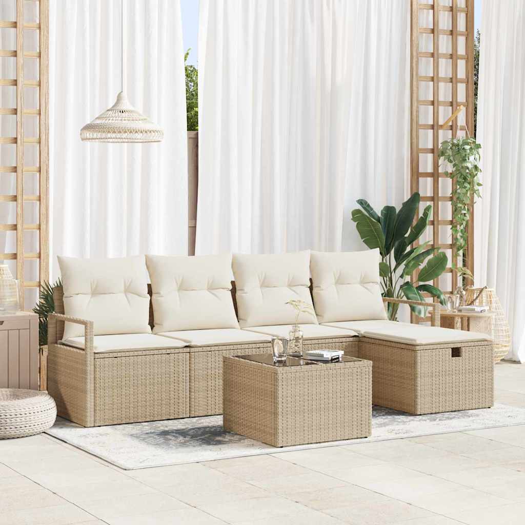 Tuin Sofa Set Met Kussen Met Opslag 6 Pcs Poly Riet