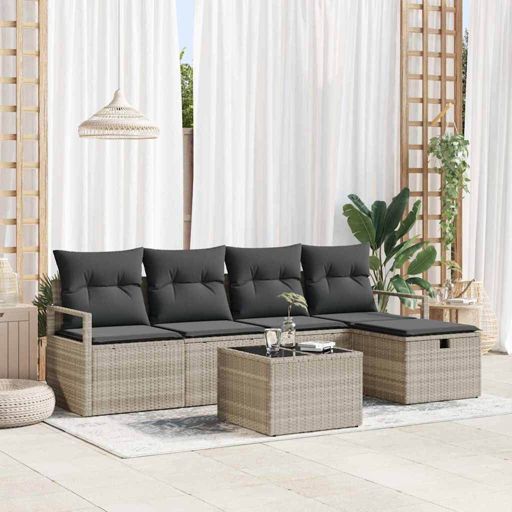 Tuin Sofa Set Met Kussen Met Opslag 6 Pcs Poly Riet