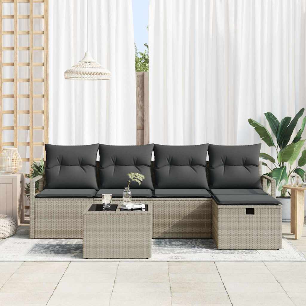 Tuin Sofa Set Met Kussen Met Opslag 6 Pcs Poly Riet