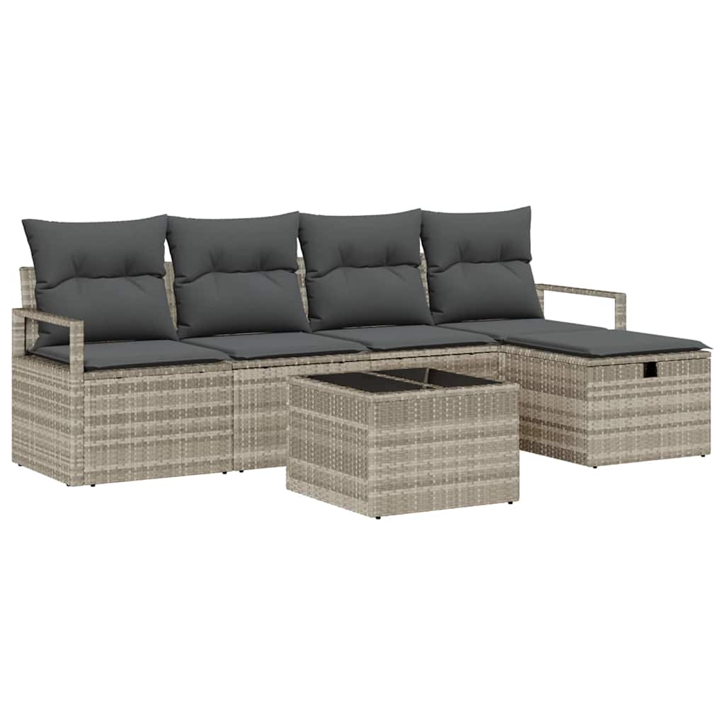 Tuin Sofa Set Met Kussen Met Opslag 6 Pcs Poly Riet