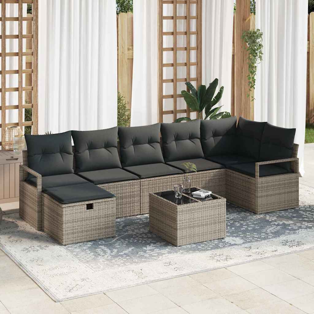 Tuin Sofa Set Met Kussen Met Opslag 8 Pcs Poly Riet
