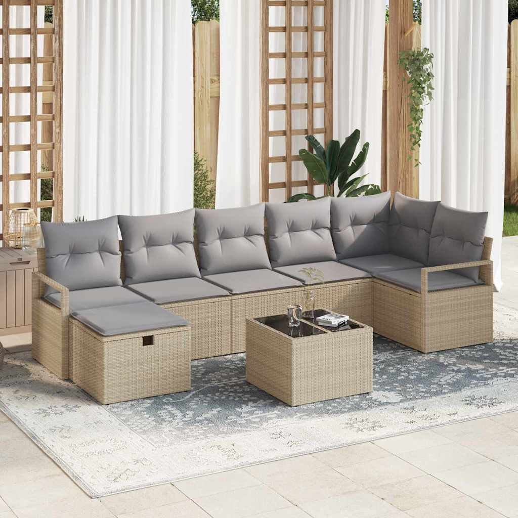 Tuin Sofa Set Met Kussen Met Opslag 8 Pcs Poly Riet
