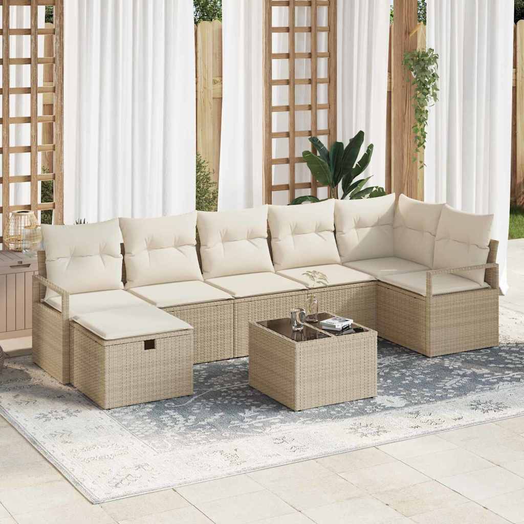Tuin Sofa Set Met Kussen Met Opslag 8 Pcs Poly Riet