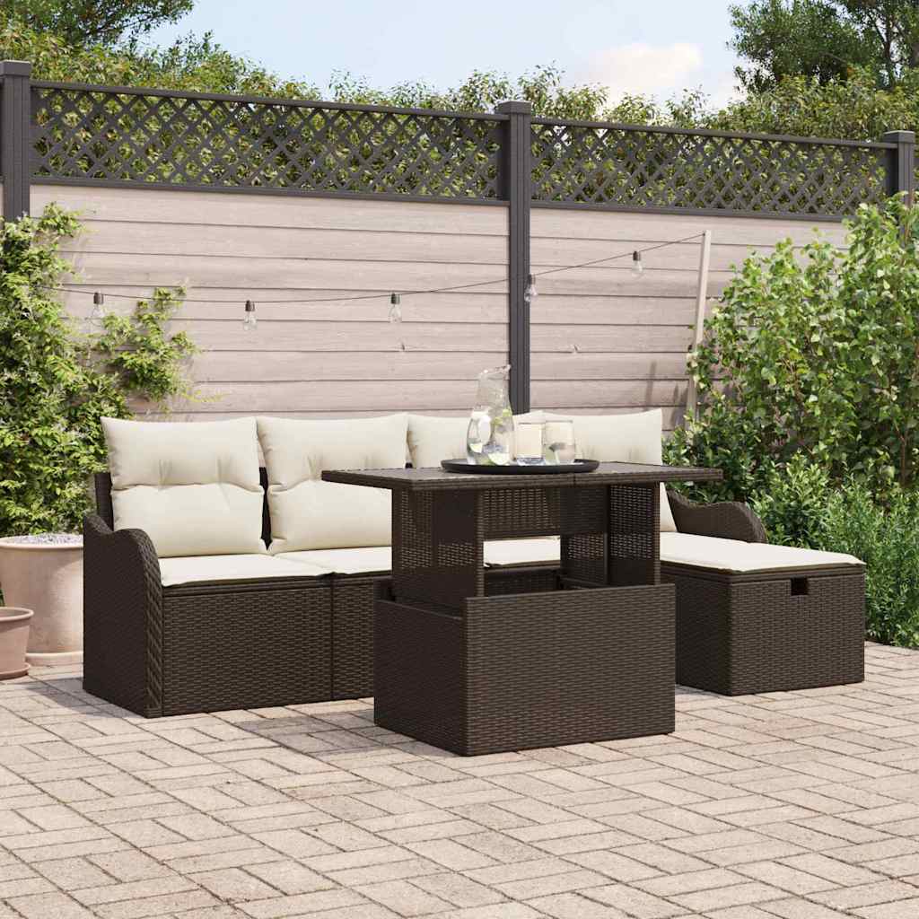 Tuin Sofa Set Met Kussen Met Opslag 6 Pcs Poly Riet