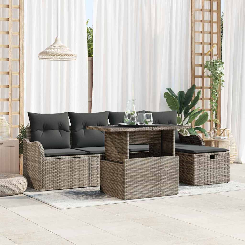 Tuin Sofa Set Met Kussen Met Opslag 6 Pcs Poly Riet