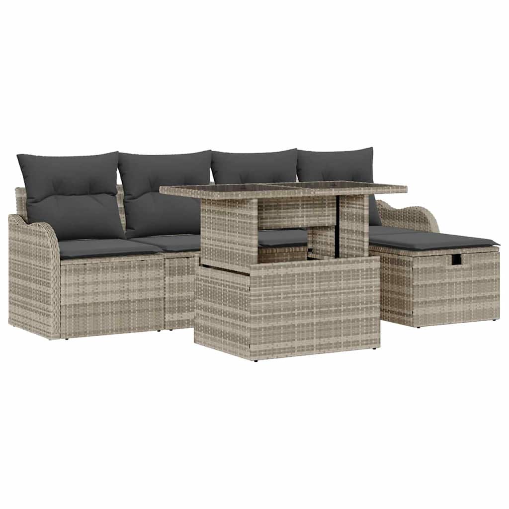 Tuin Sofa Set Met Kussen Met Opslag 6 Pcs Poly Riet