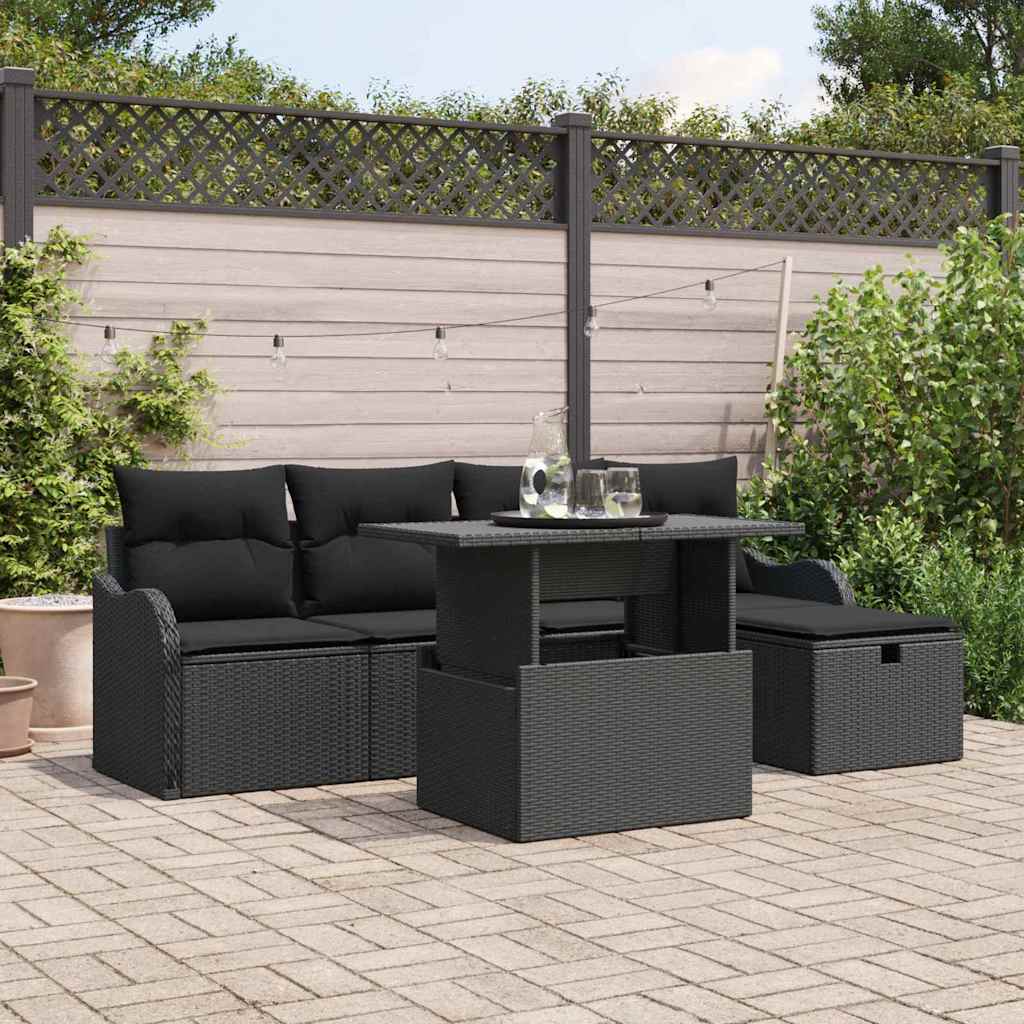 Tuin Sofa Set Met Kussen Met Opslag 6 Pcs Poly Riet