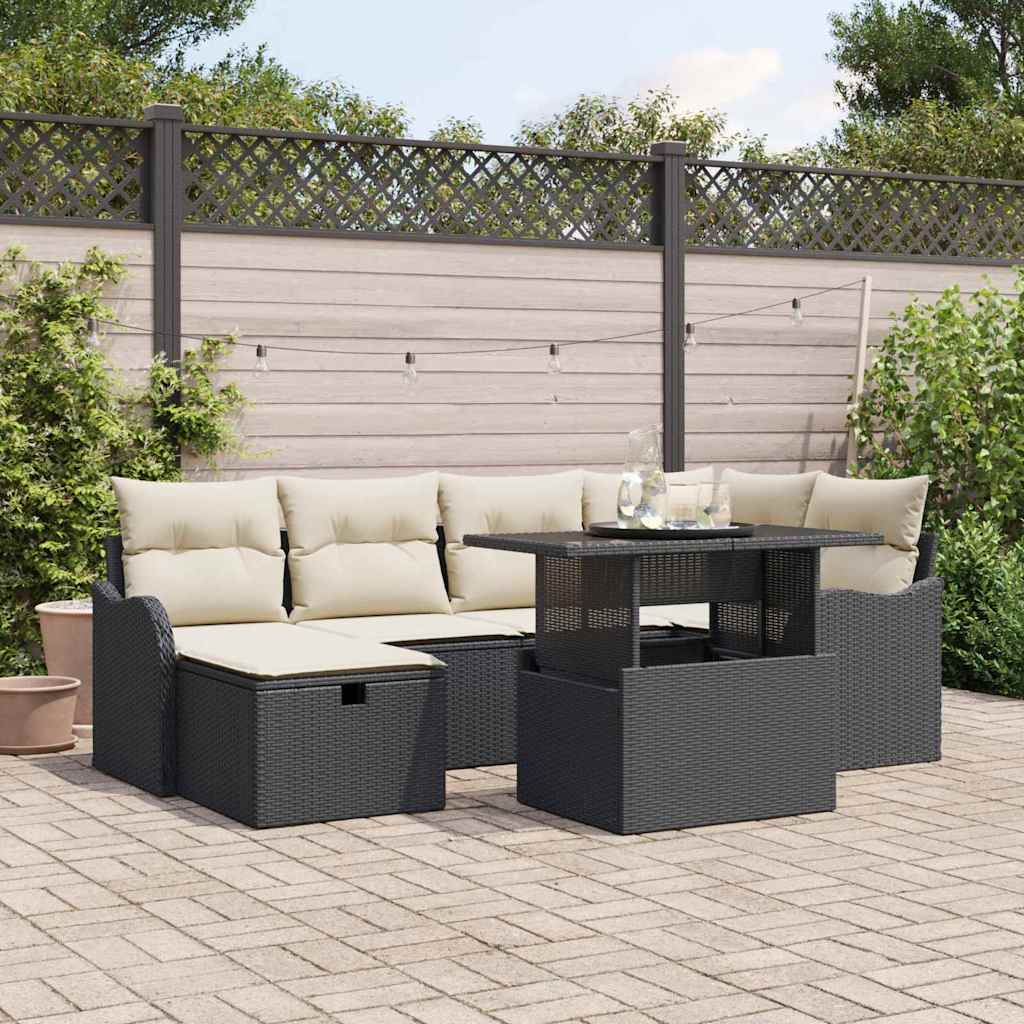Tuin Sofa Set Met Kussen Met Opslag 7 Pcs Poly Riet