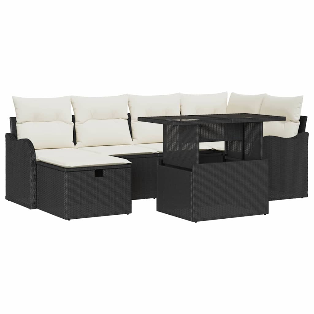 Tuin Sofa Set Met Kussen Met Opslag 7 Pcs Poly Riet