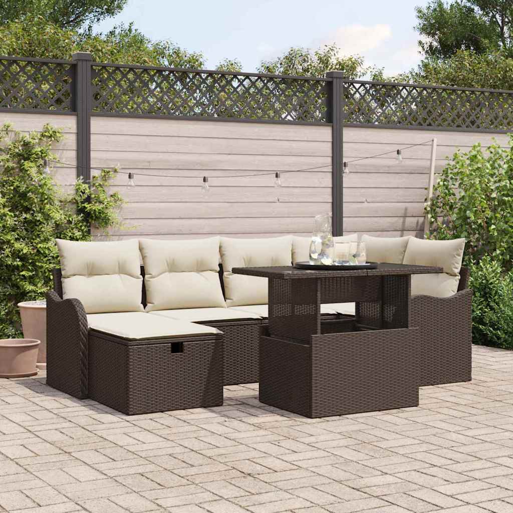 Tuin Sofa Set Met Kussen Met Opslag 7 Pcs Poly Riet