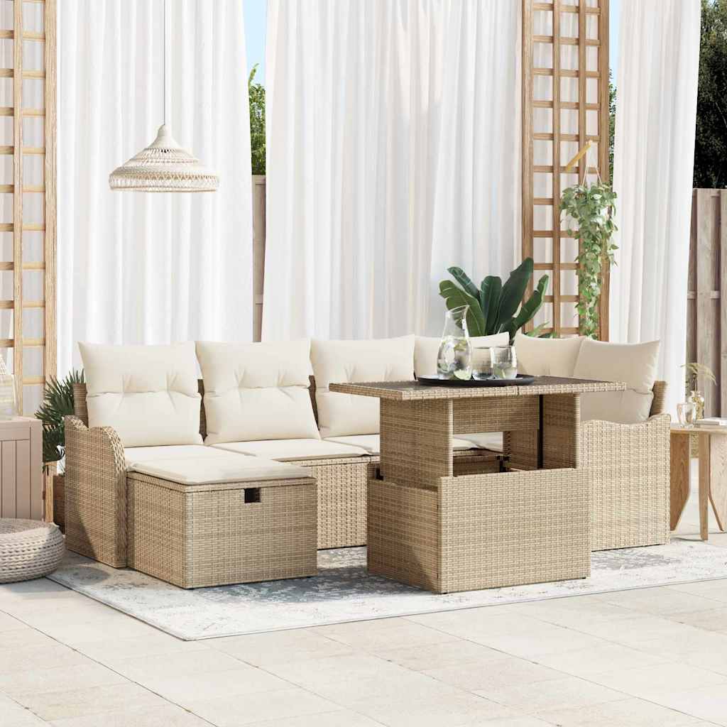 Tuin Sofa Set Met Kussen Met Opslag 7 Pcs Poly Riet