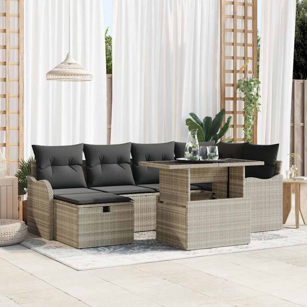 Tuin Sofa Set Met Kussen Met Opslag 7 Pcs Poly Riet
