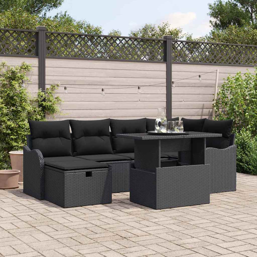 Tuin Sofa Set Met Kussen Met Opslag 7 Pcs Poly Riet