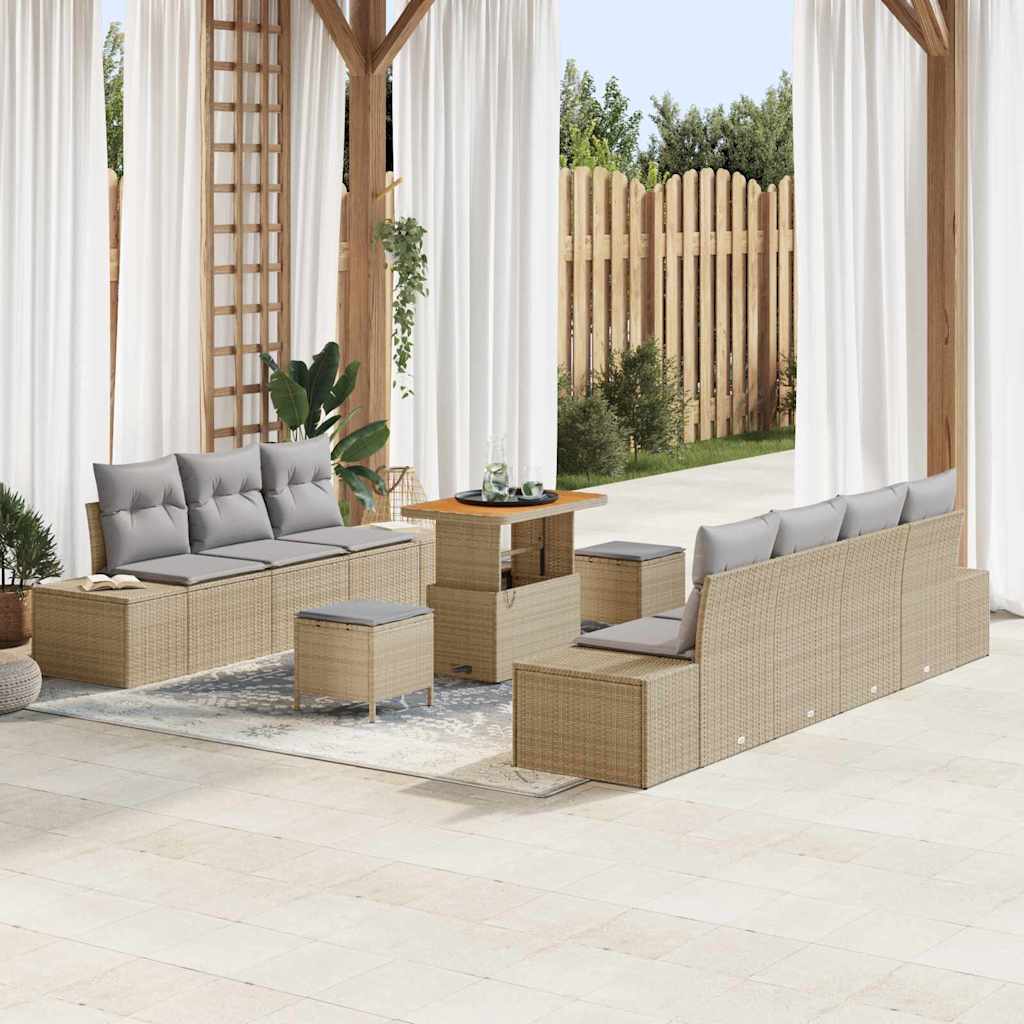 Tuin Sofa Set Met Kussen 10 Pcs Poly Riet