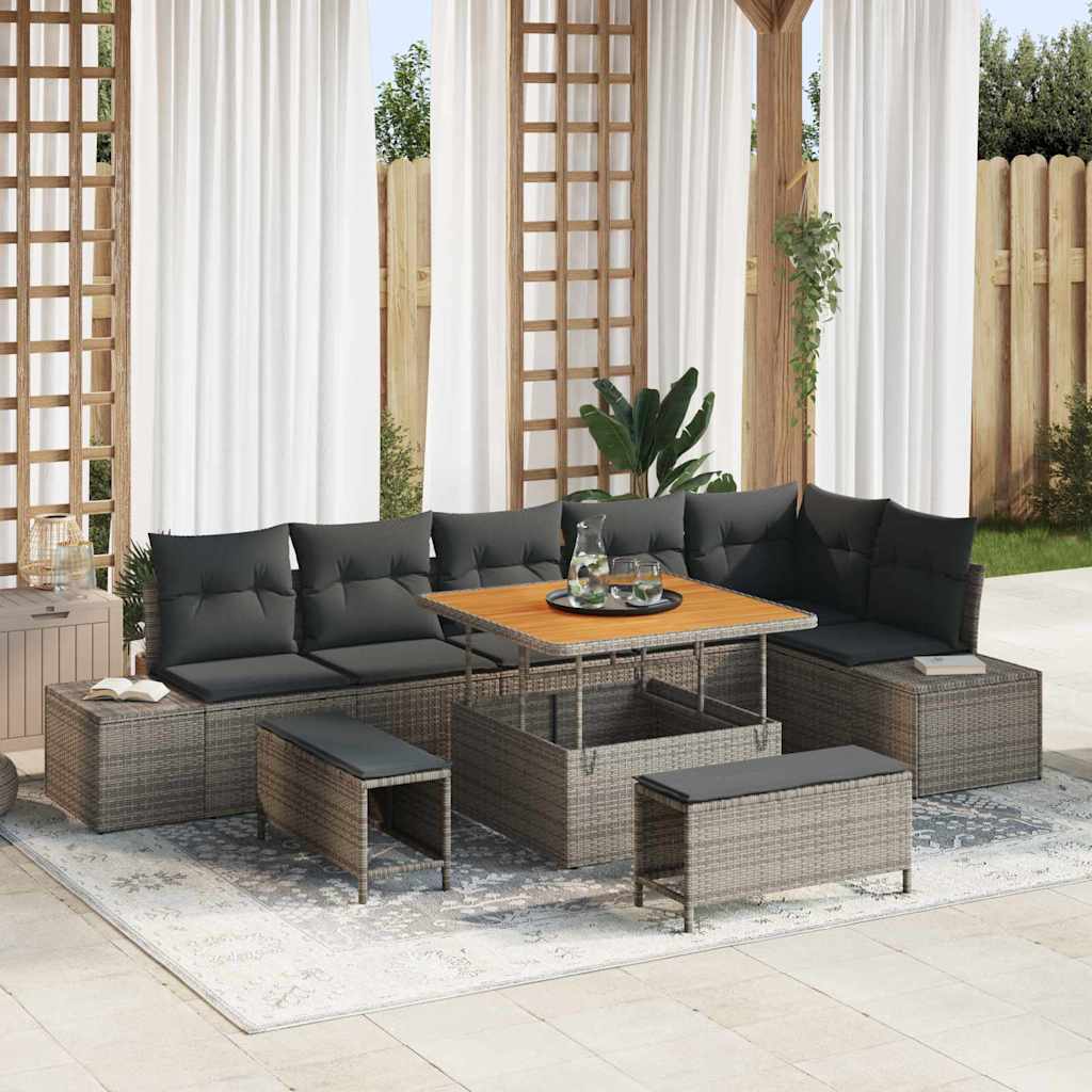 Tuin Sofa Set Met Kussen 9 Pcs Poly Riet