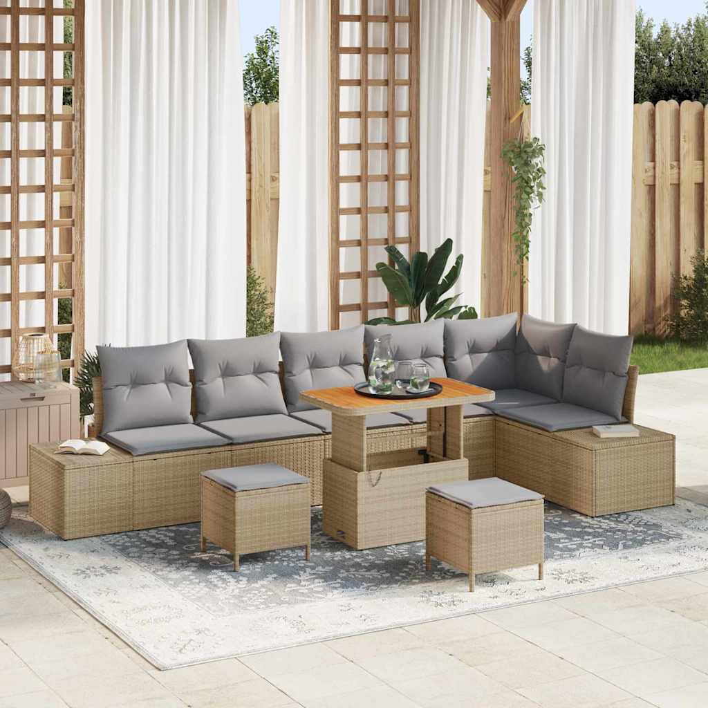 Tuin Sofa Set Met Kussen 9 Pcs Poly Riet